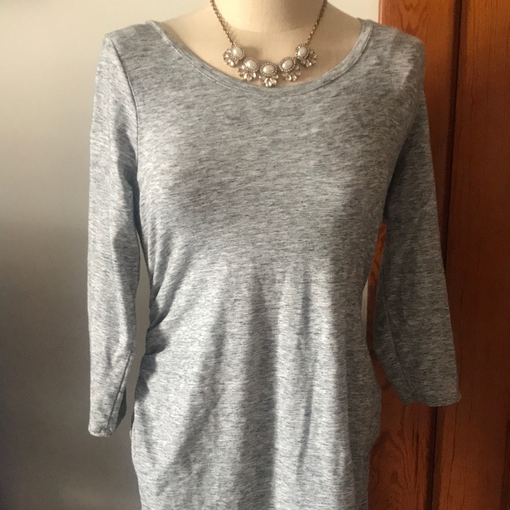 Liz Lange Light Gray Long-Sleeve Stretchy Casual Maternity Dress Size M